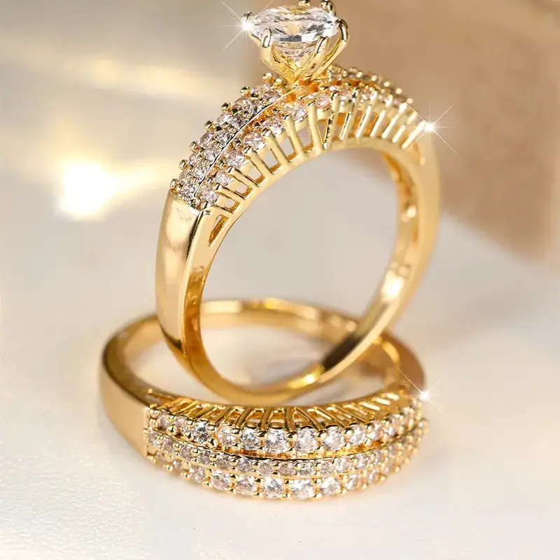 Anillo floral bañado en oro